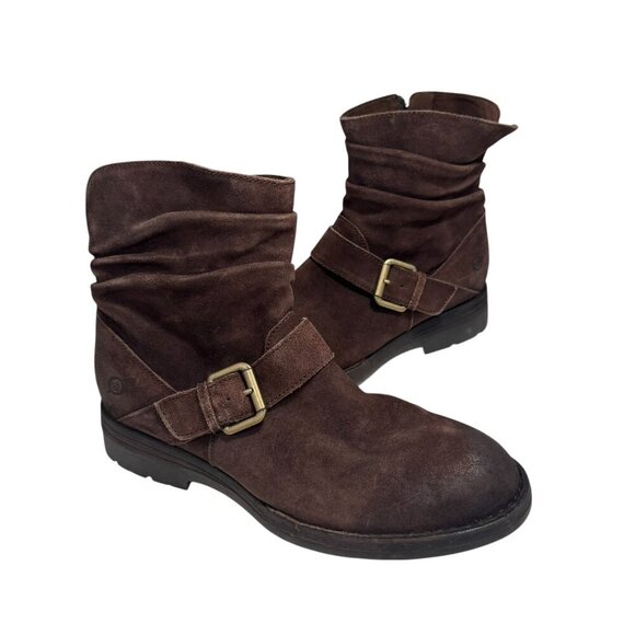 BORN Midway Engineer Ankle Boot Women size 9.5 Dark Brown Suede - Picture 2 of 5